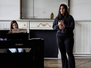 A student in a music class
