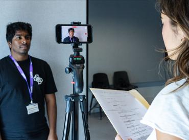 A short course participant filming a self-tape